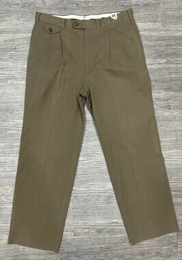 Vintage Kent & Curwen Pleated Dress Pants Men's Olive Green Trousers Size 34x29
